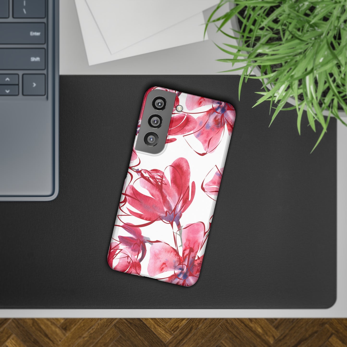 Large Pink Flower Samsung Slim Cases