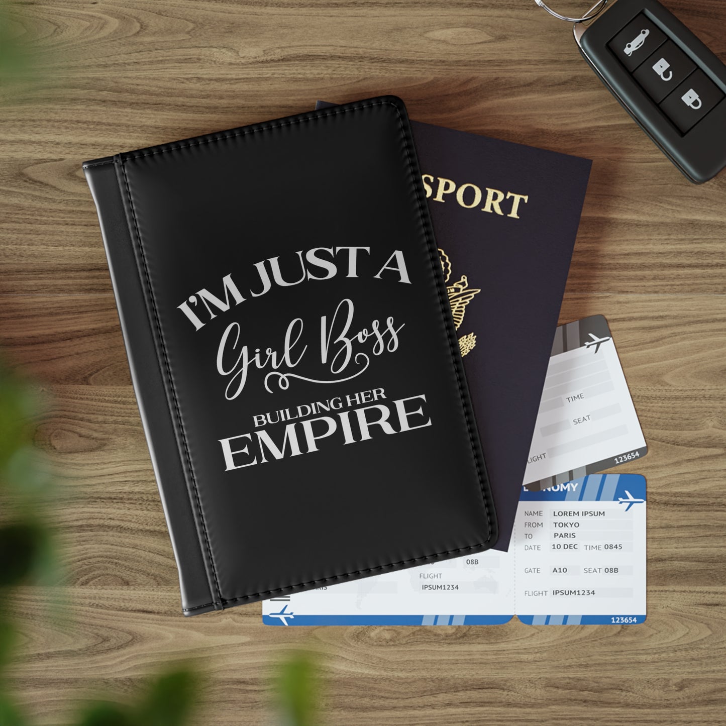 I'm Just A Girl Boss Building Her Empire Black & White - Passport Cover Faux Leather RFID Blocking