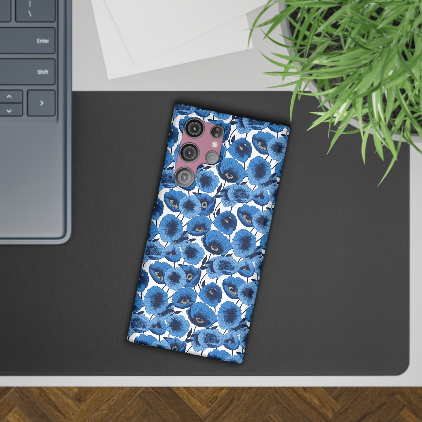 Vivid Blooms Bright Blue Poppies Design Samsung Slim Cases