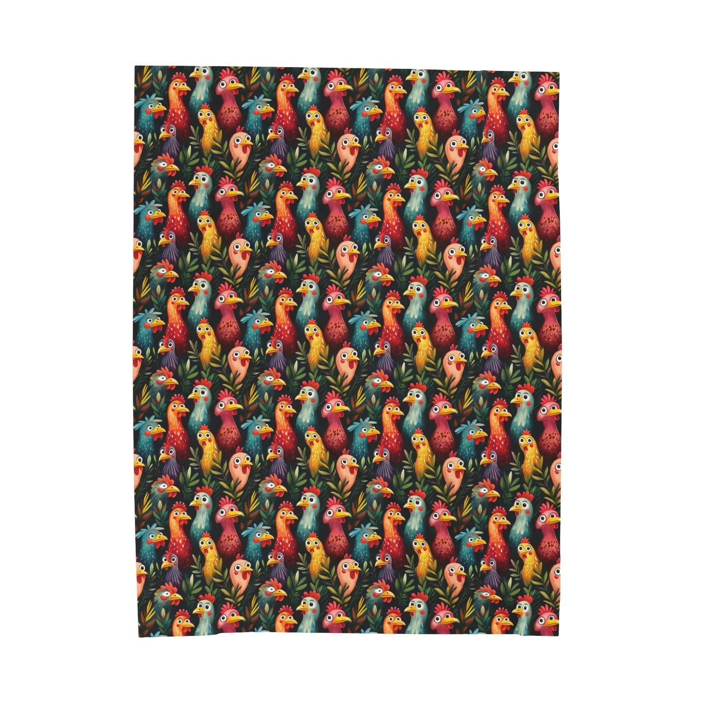 Funky Chickens in A Parade of Color Velveteen Plush Blanket 3 Sizes