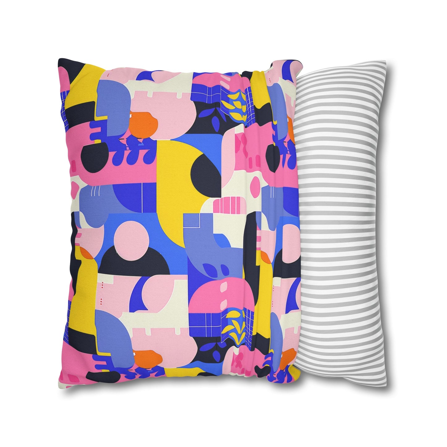 Pop Art in Vibrant Bold Geometric Colors Spun Polyester Square Pillowcase 4 Sizes