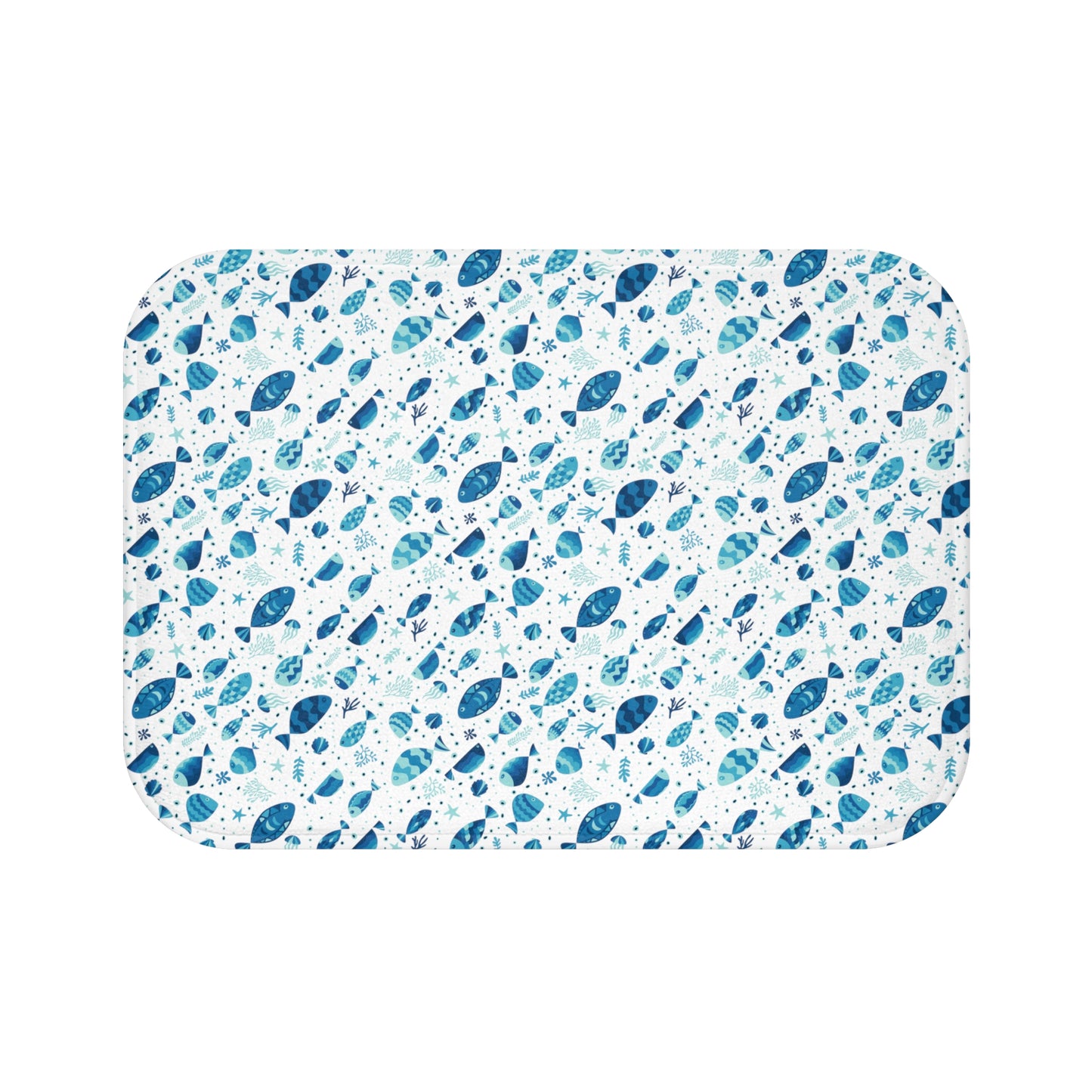 Fish and Stars Ocean Theme Design  - Bathroom Non-Slip Mat 2 Sizes