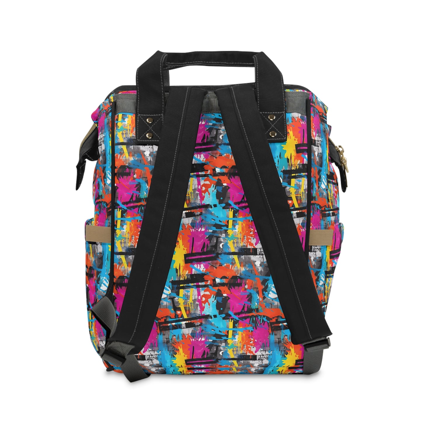 Vibrant Vandalism: Rainbow Graffiti Artistry Multifunctional Diaper Backpack