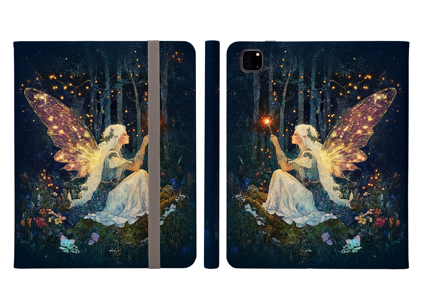 Ethereal Fairy with Glowing Wings Amidst Enchanted Forest Protective iPad Pro 11 & Pro 12.9 Protective Case and Pencil Holder