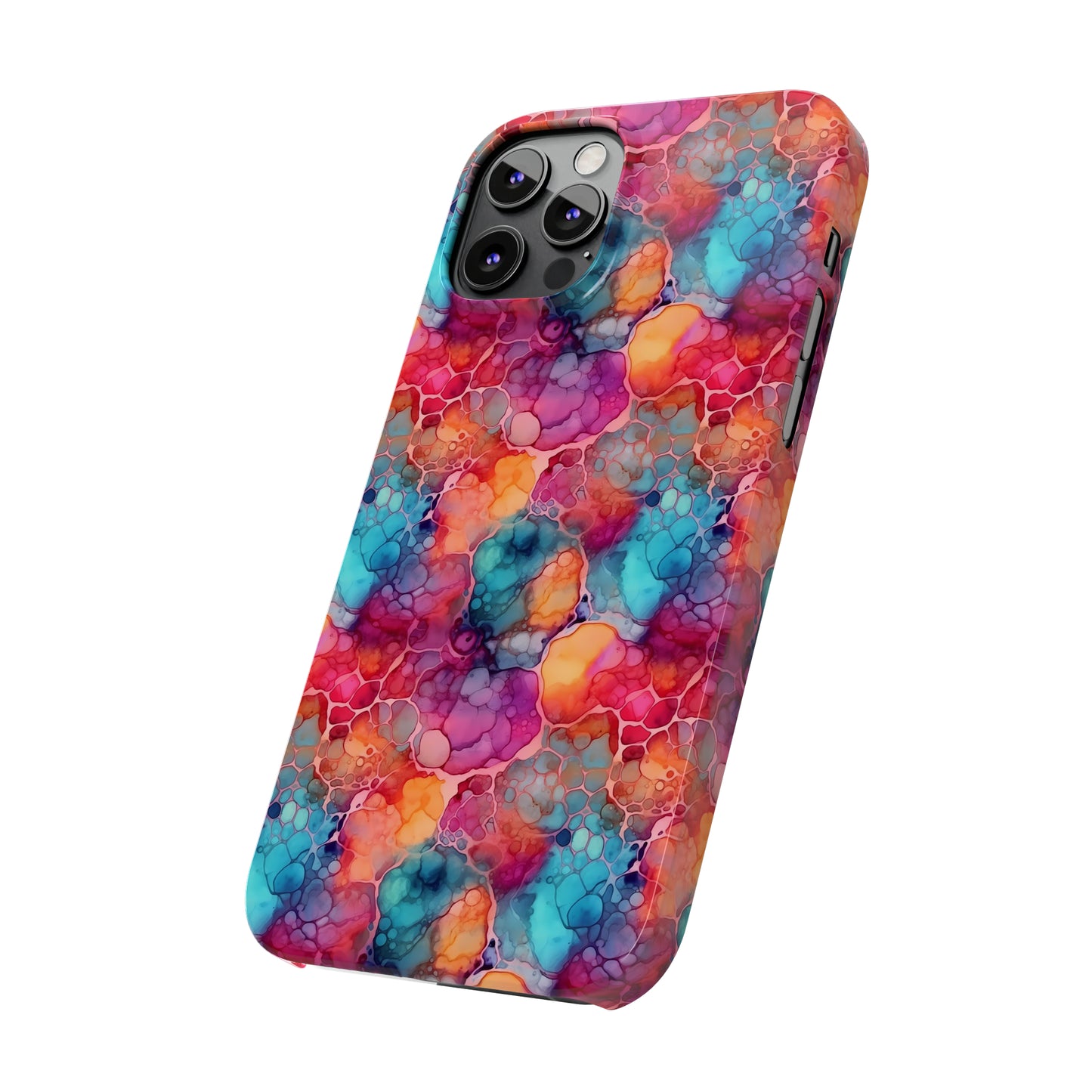 Rainbow Alcohol Ink Design Iphone 15-12 Slim Phone Case