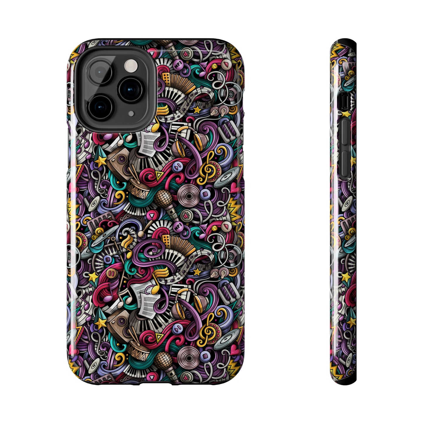 Musical Notes, Sheet Music, Swirls Cartoon Design Iphone Tough Phone Case