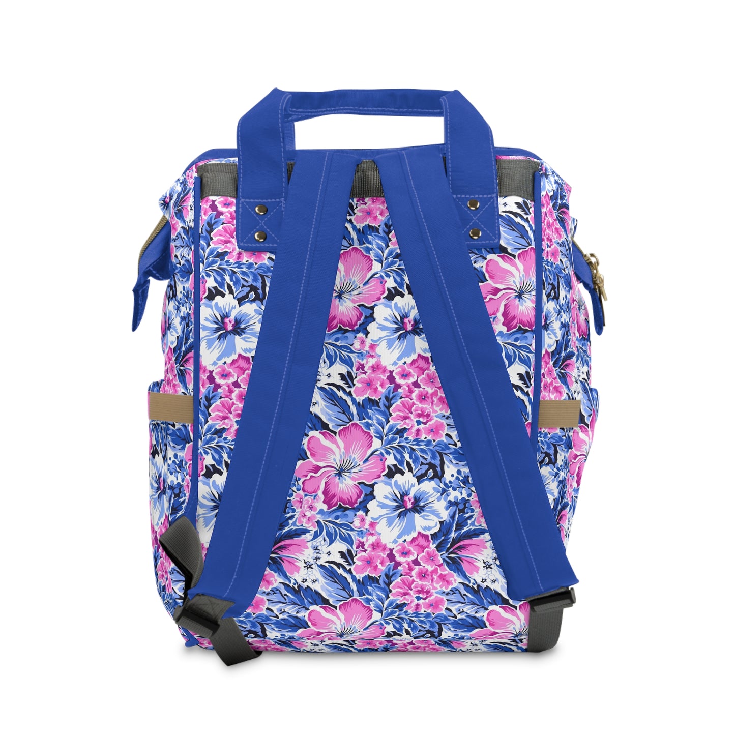 Bright Blooms: Pink and Blue   Watercolor Hibiscus in Vivid Splendor Multifunctional Diaper Backpack