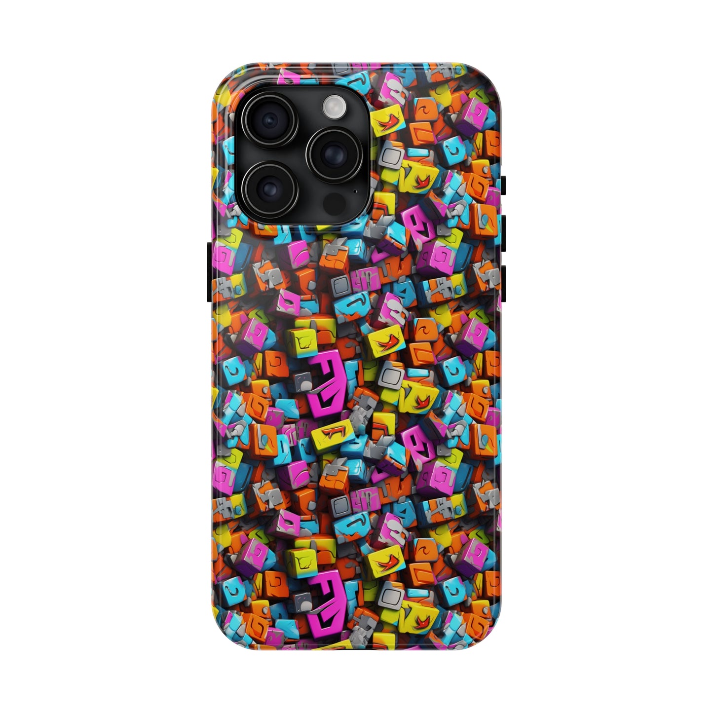 3D Abstract Colorful Block Design Iphone Tough Phone Case