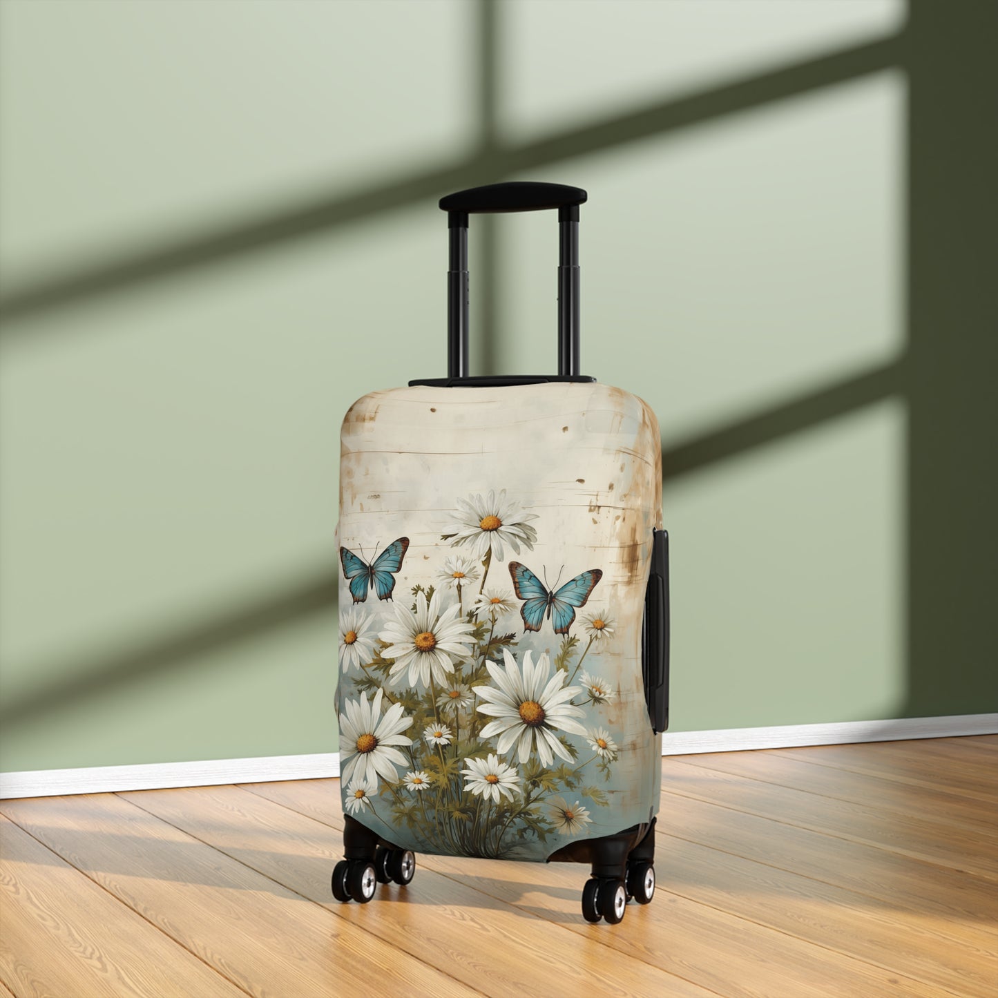 Rustic Farmhouse Daisy and Butterfly Design  - Luggage Protector and Cover 3 Sizes