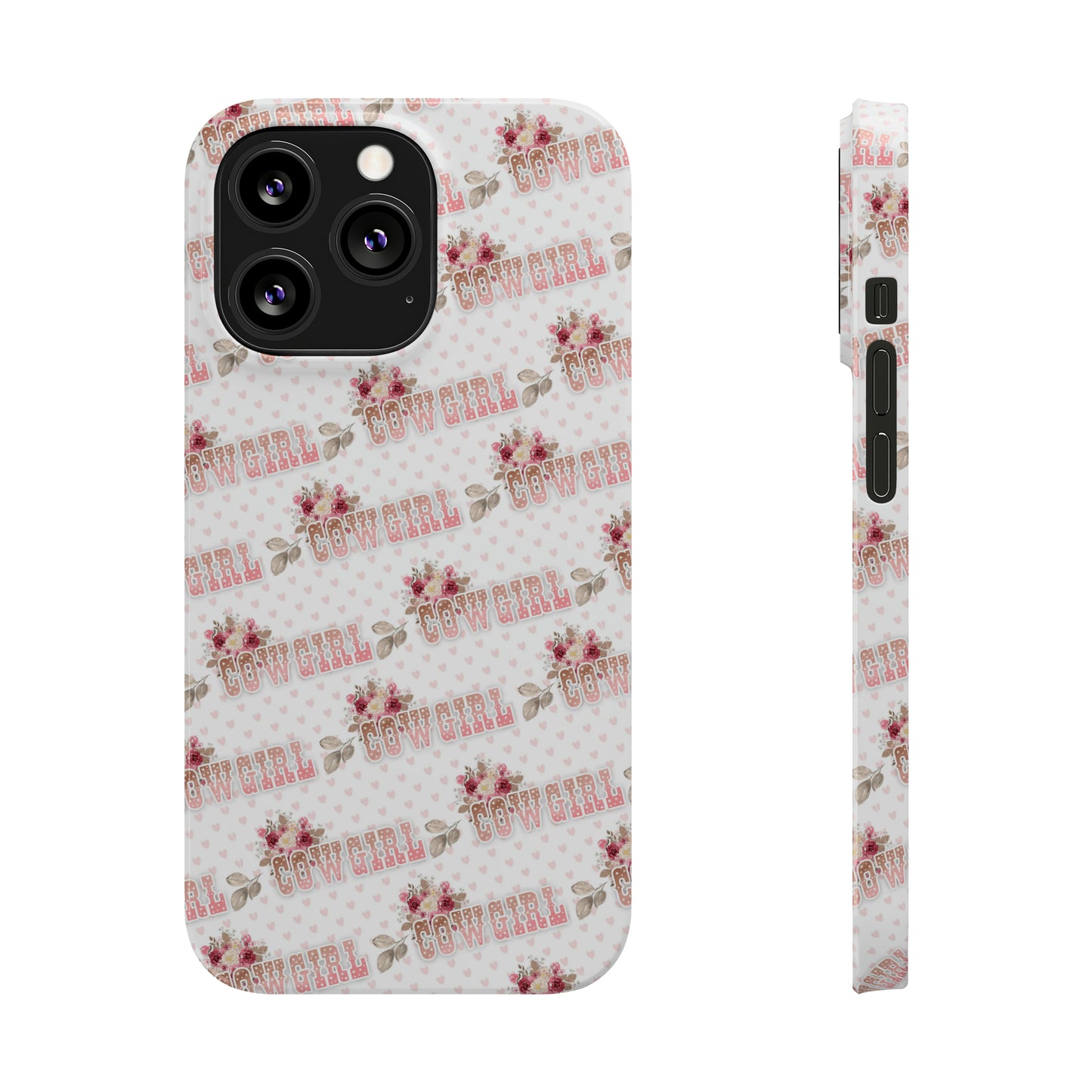 Pink Cowgirl and Flowers Iphone 15-12 Slim Phone Case