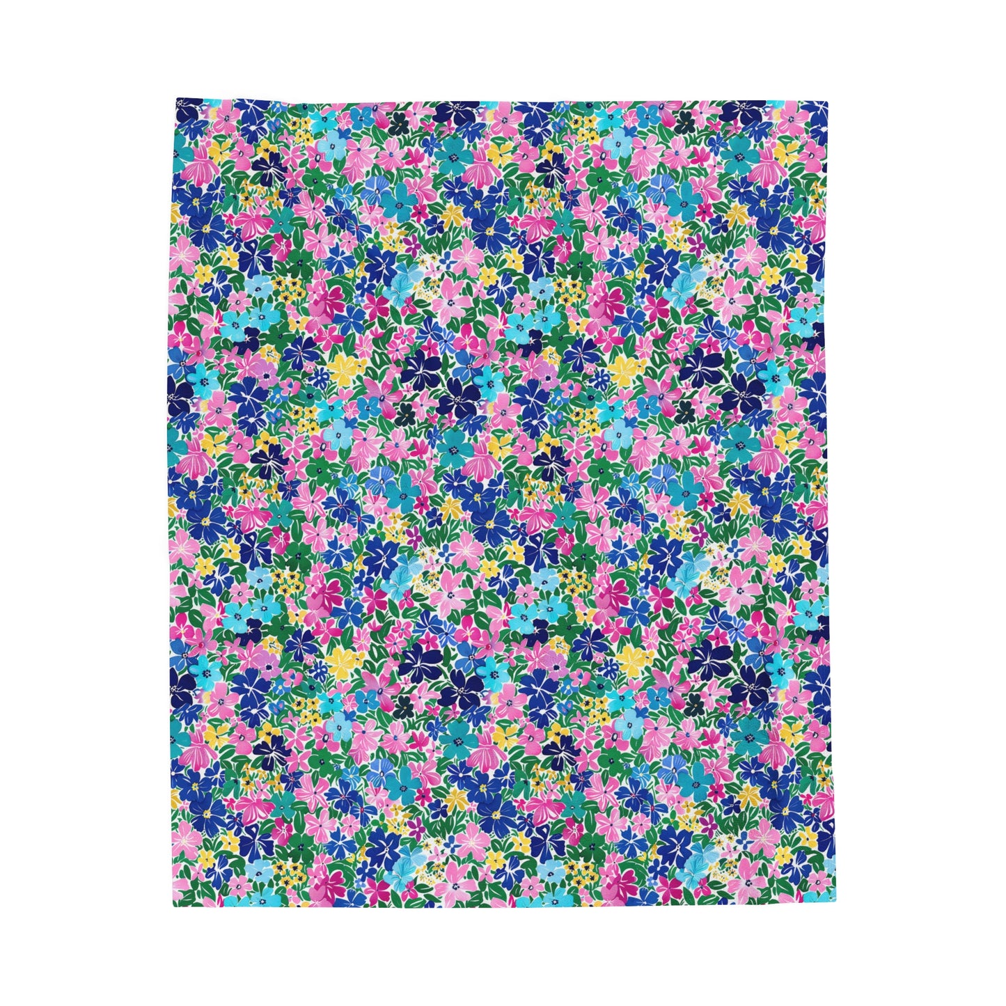 Rainbow Blooms: Vibrant Multi-color Watercolor Flowers in Full Bloom Velveteen Plush Blanket 3 Sizes