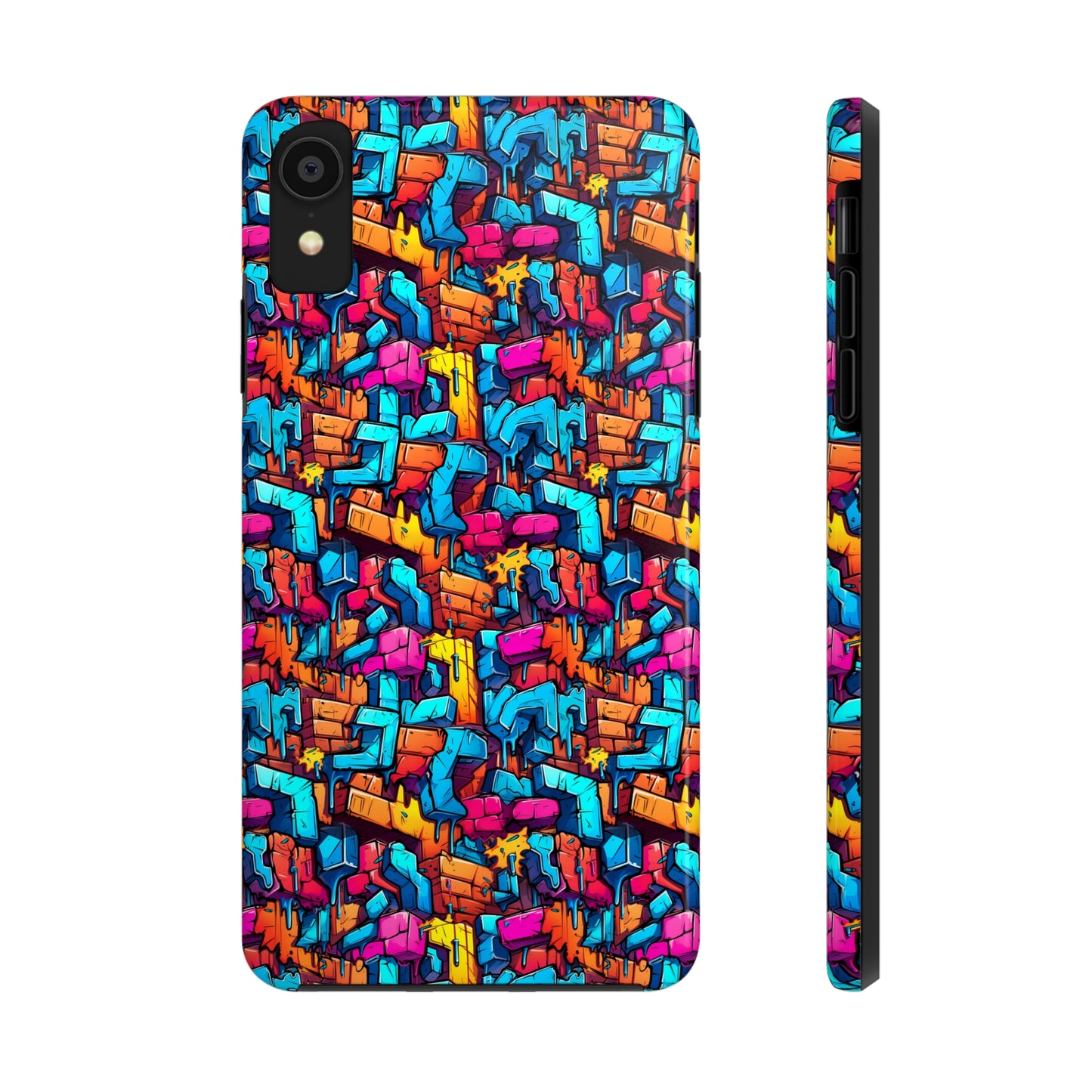 3D Rainbow Colored Graphic Blocks Design Iphone Tough Phone Case