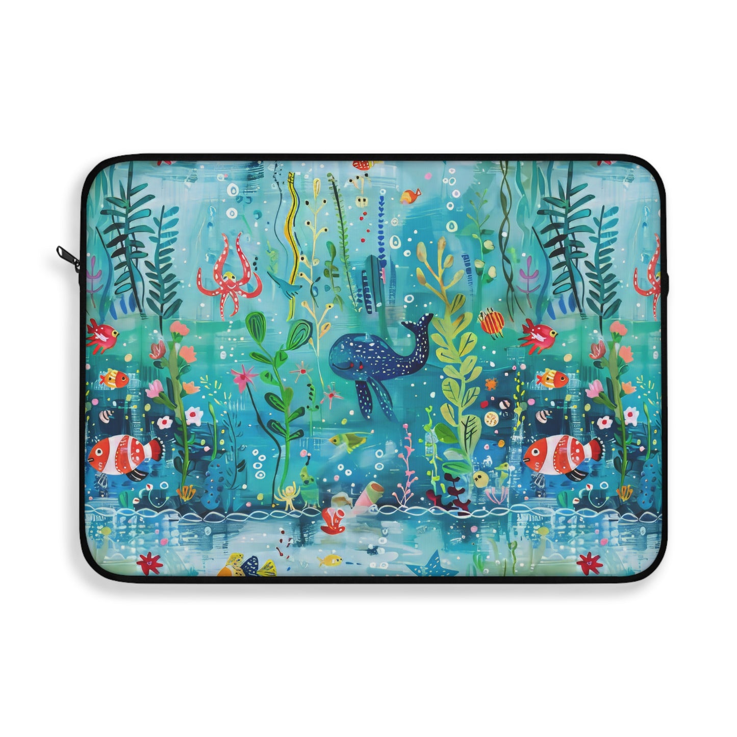 Ocean Enchantment: Magical Watercolor Sea Creatures Laptop or Ipad Protective Sleeve 3 Sizes Available