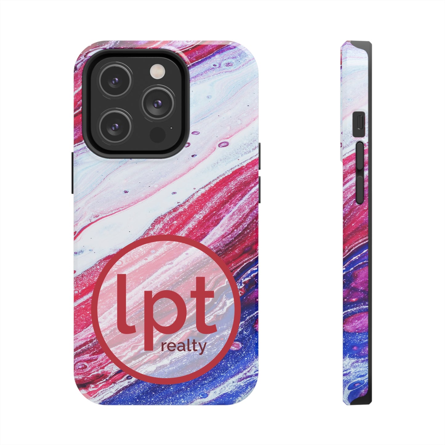 LPT Realty Logo -  Red White and Blue Alcohol Ink Design Iphone Tough Phone Case