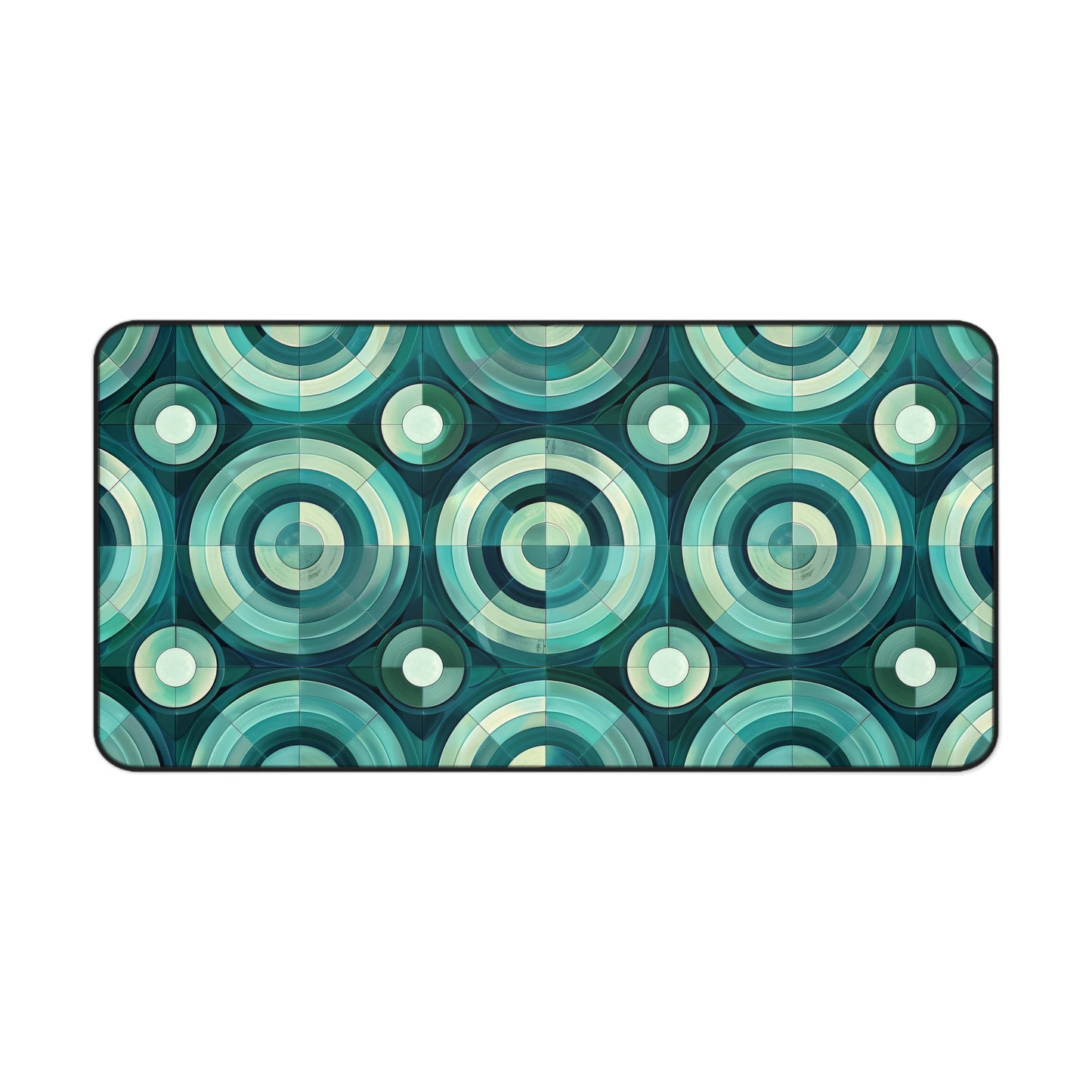 Oceanic Echoes of Layered Circles in Turquoise and Aqua Extended Gaming Mouse Pad  Desk Mat  - 3 Sizes