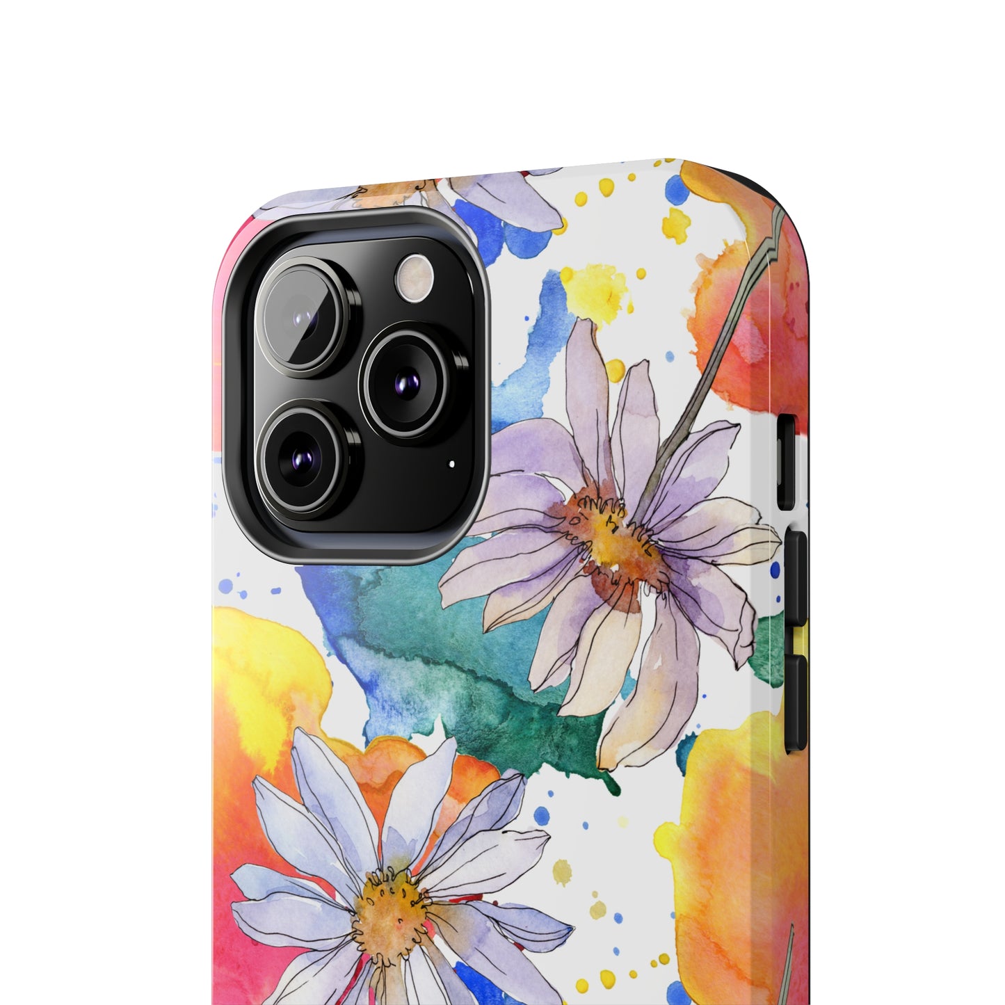 Large Colorful Watercolor Daisy Design Iphone Tough Phone Case