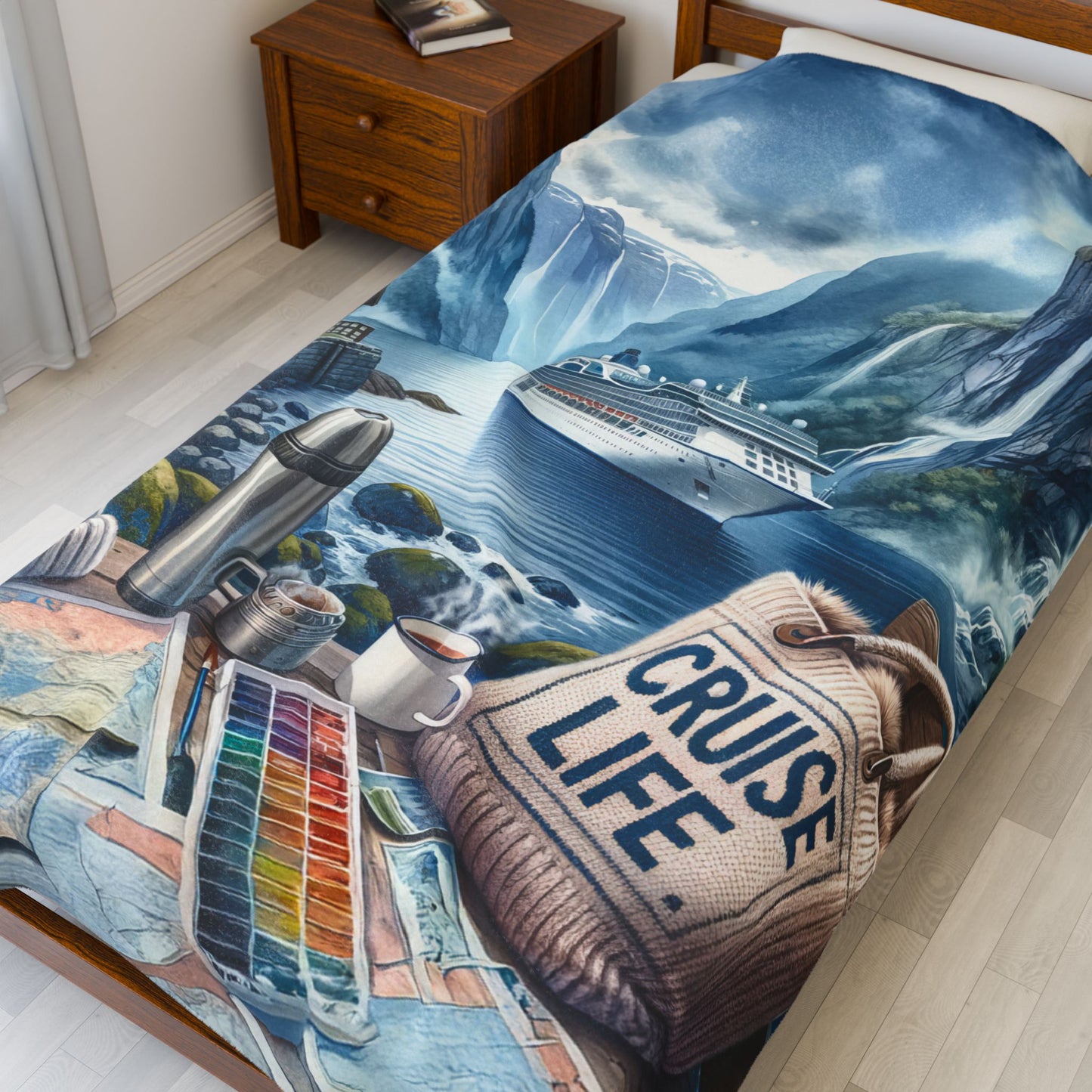 Cruise Time Norway Nature Cruise Life Vacation Velveteen Plush Blanket 3 Sizes