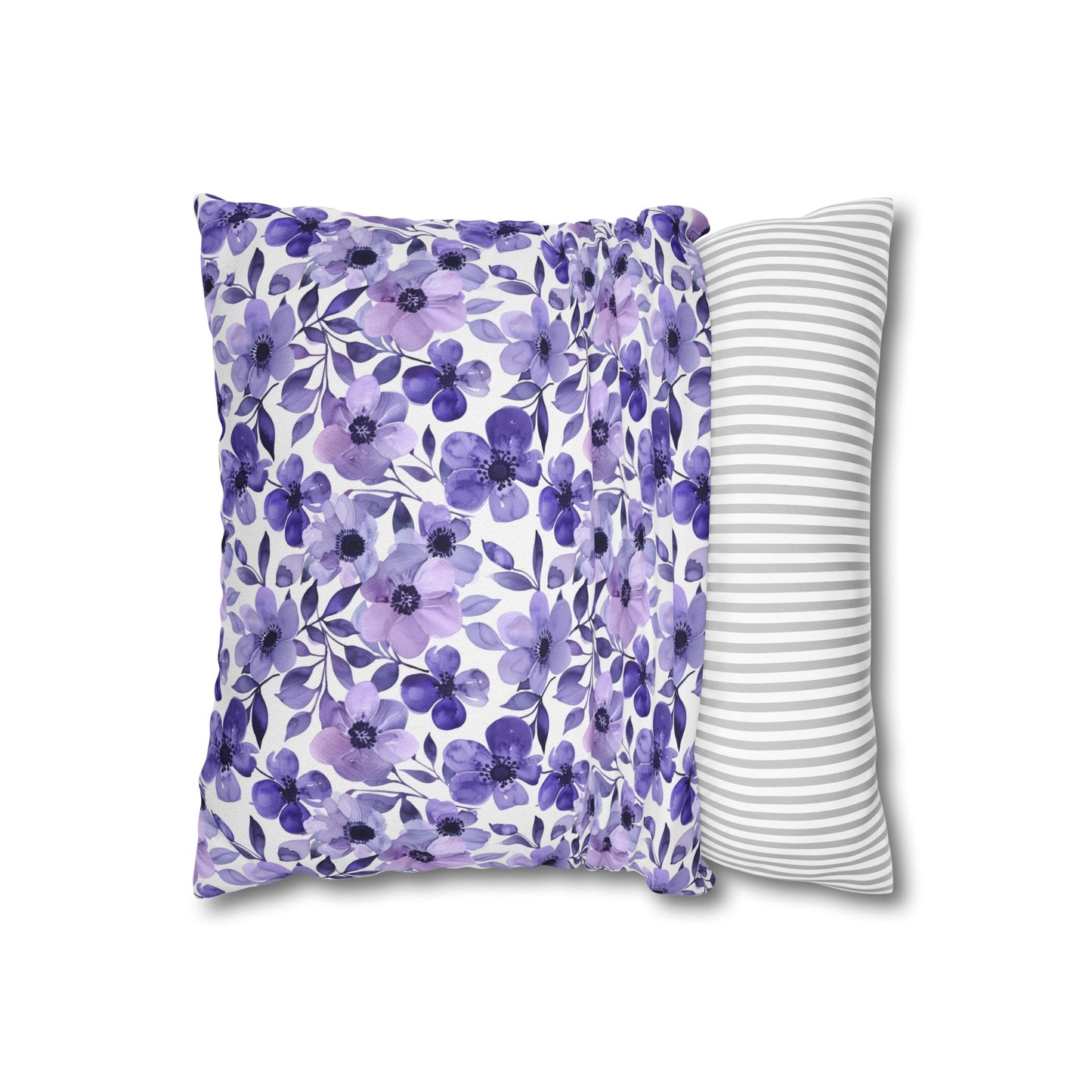 Elegant Purple Watercolor Blossoms Spun Polyester Square Pillowcase 4 Sizes