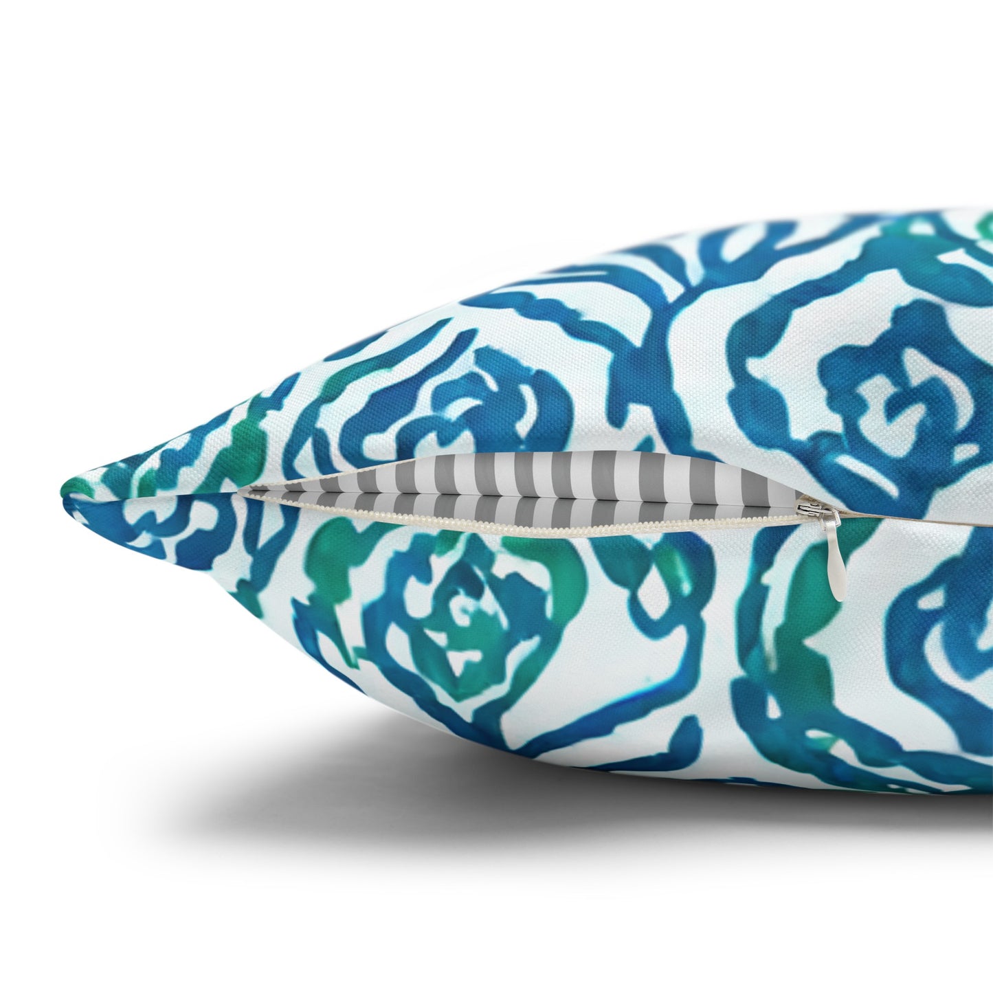 Cool Breeze Elegance: Abstract Damask Pattern in Green and Blue Spun Polyester Square Pillowcase 4 Sizes