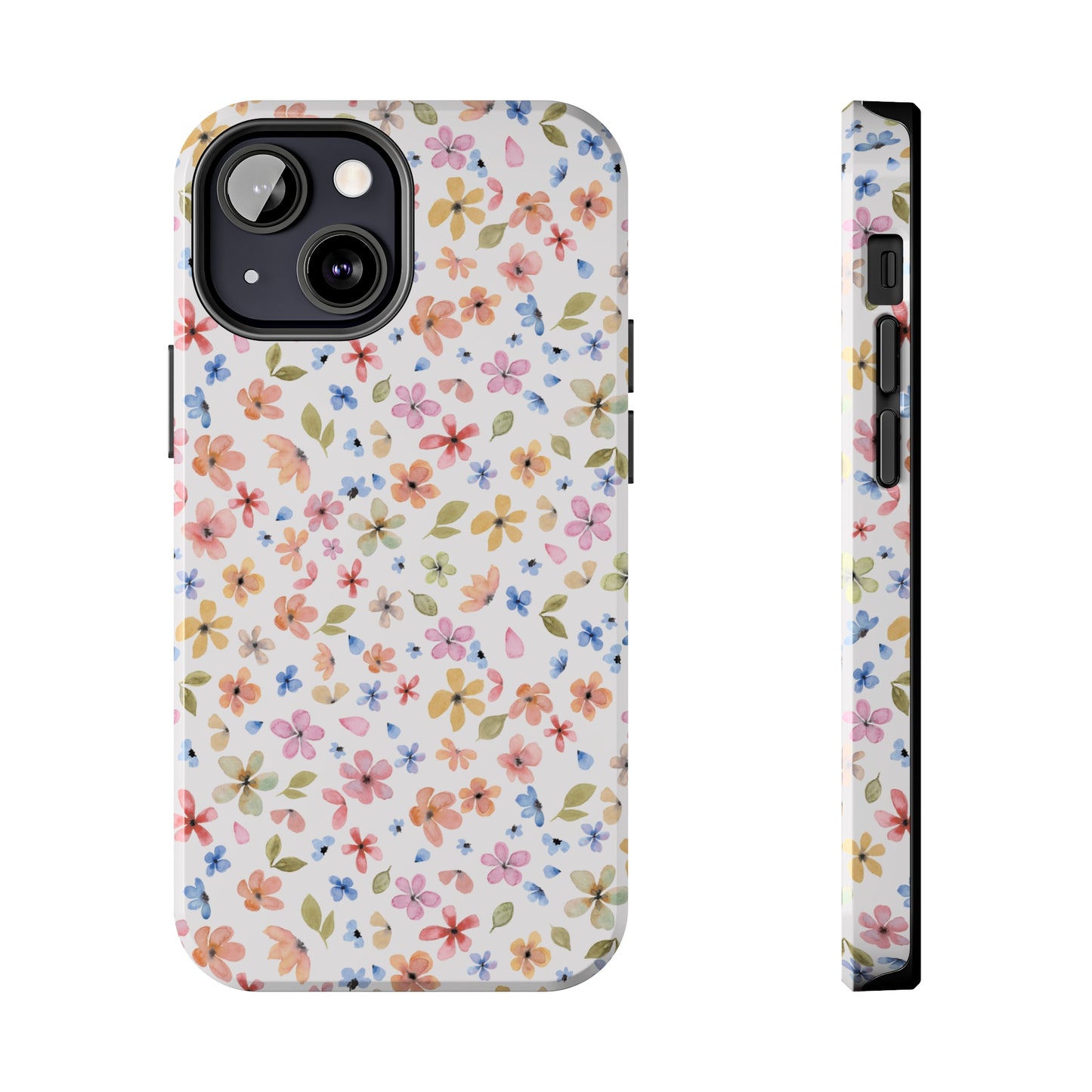 Tiny Pink, Yellow and Blue Flowers Iphone Tough Phone Case