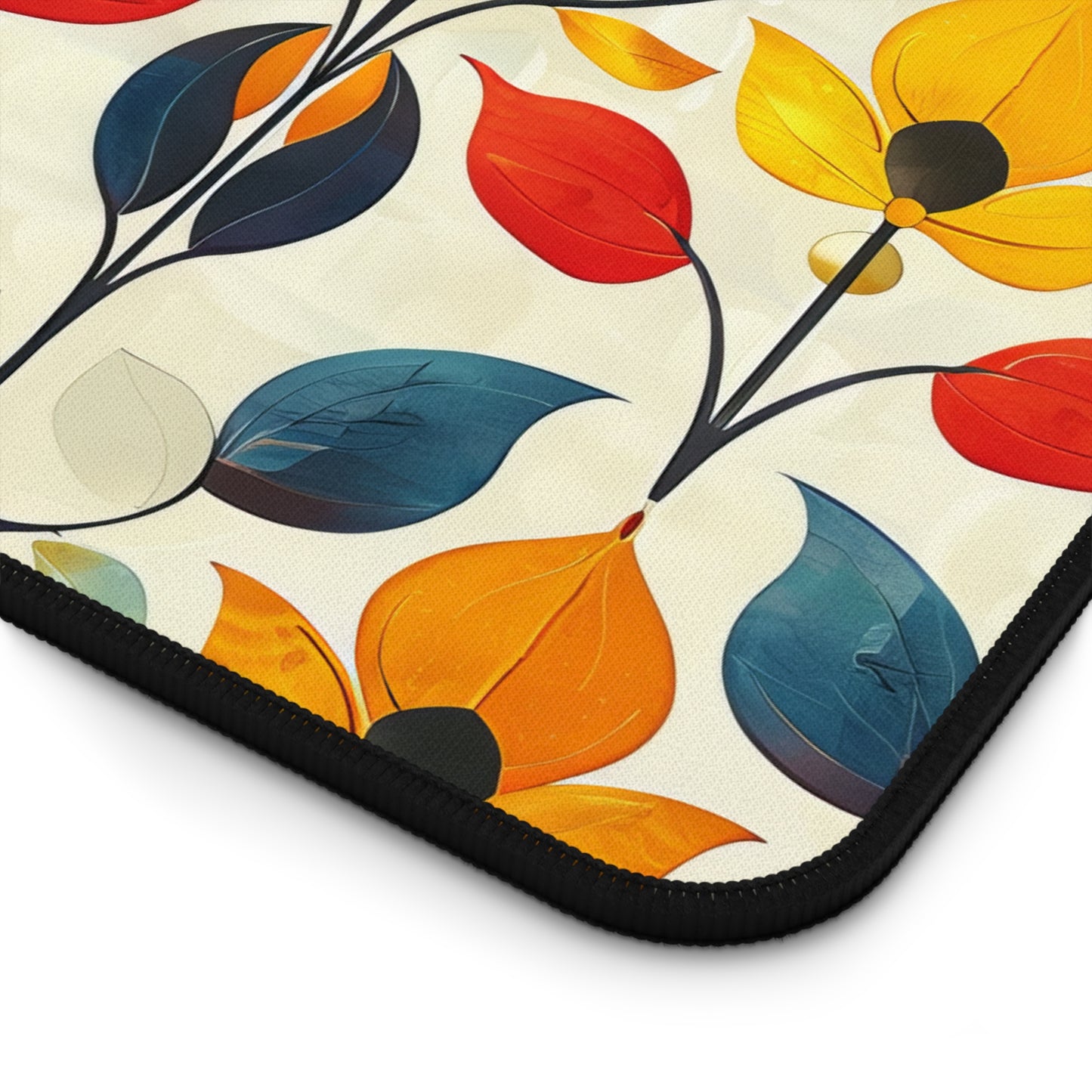 Retro Art Nouveau Vibrant Multicolored Blossoms Gaming Mouse Pad  Desk Mat  - 3 Sizes