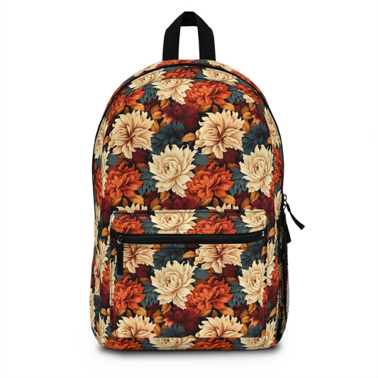 Autumn Elegance Vintage Floral Symphony in Rich Fall Colors Lightweight Stylish Durable Backpack (Made in USA)