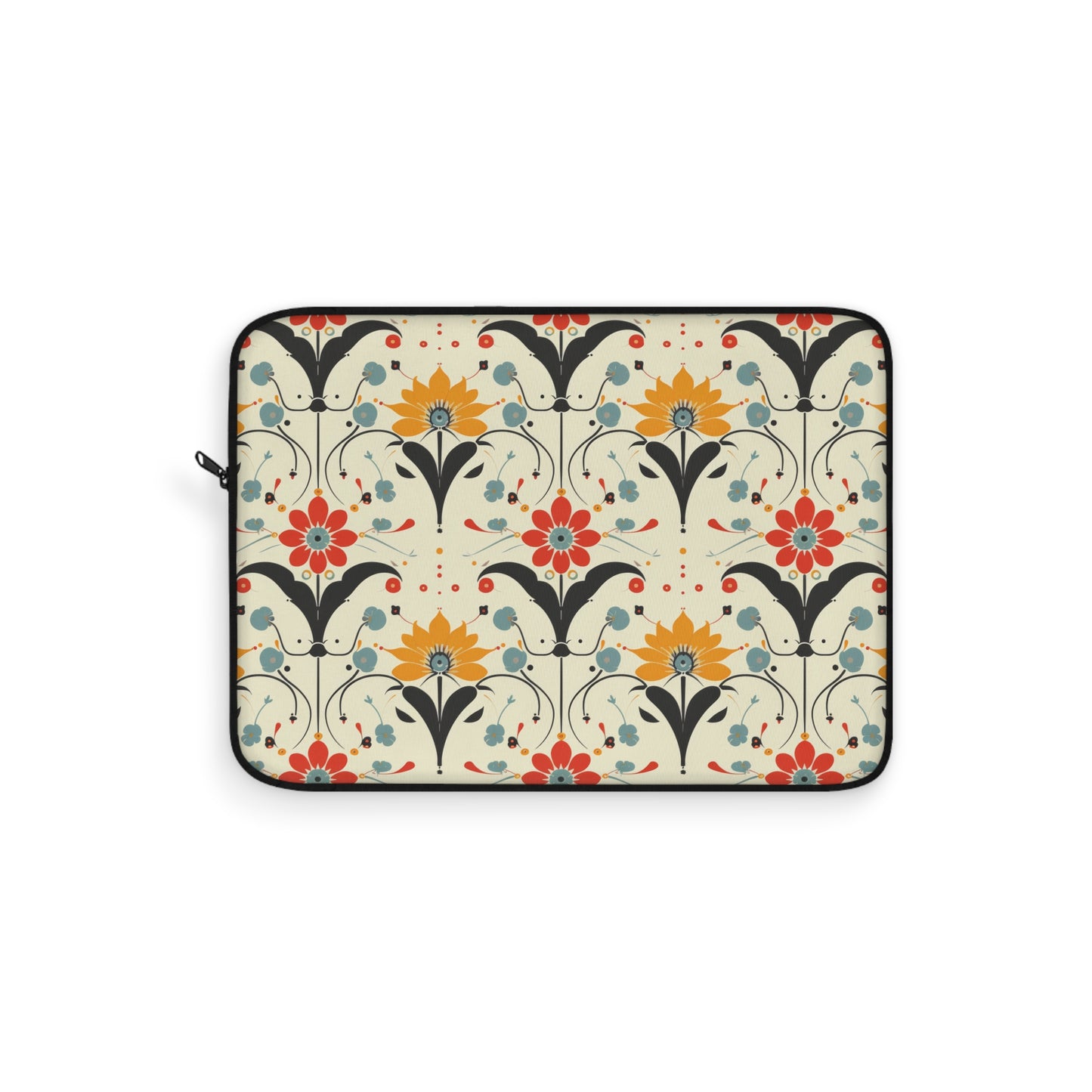 Whimsical Retro Garden in Muted Yellow, Red and Blues Laptop or Ipad Protective Sleeve 3 Sizes Available