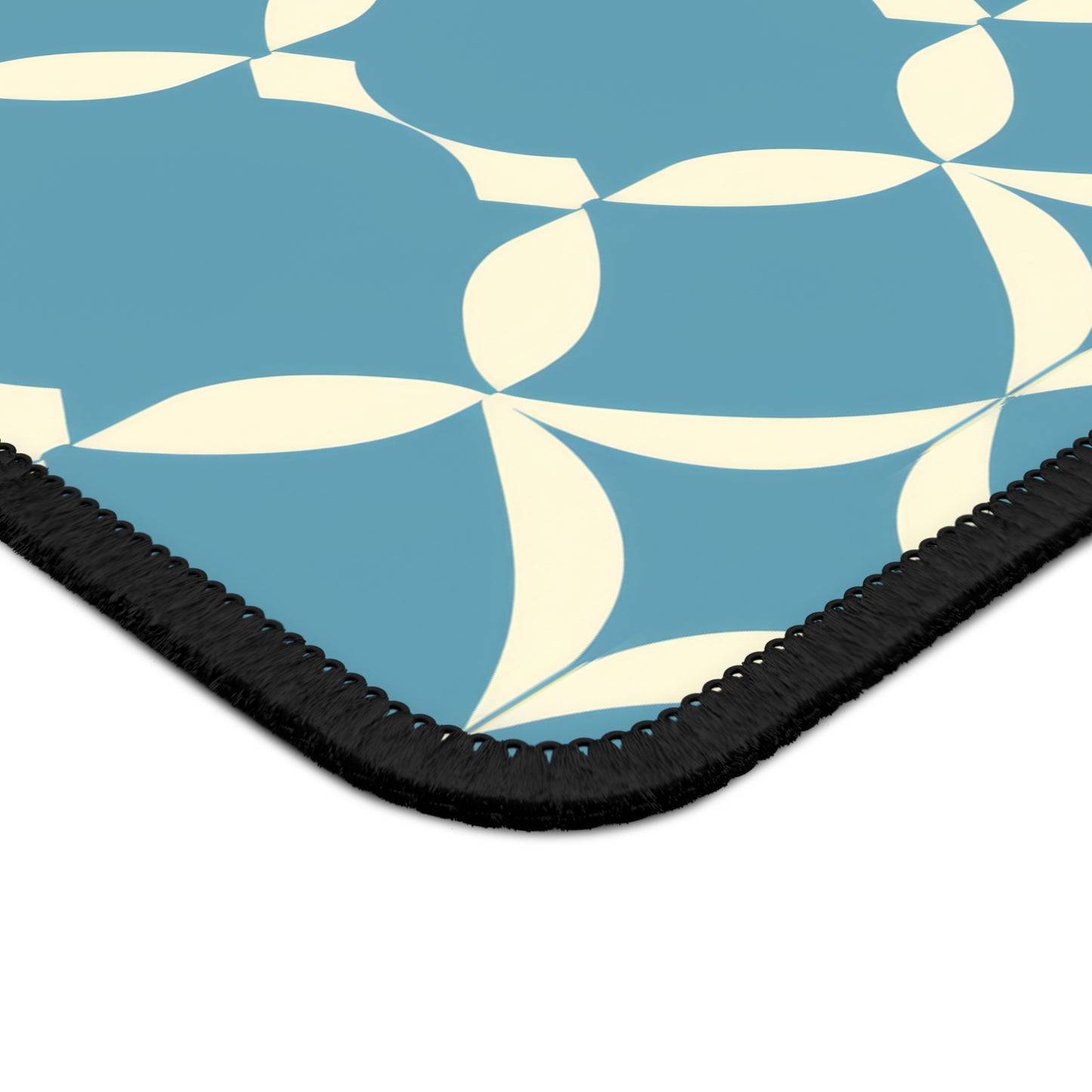 Modern Chic Aqua and Cream Geometric Pattern Mouse Pad with Finished Edges