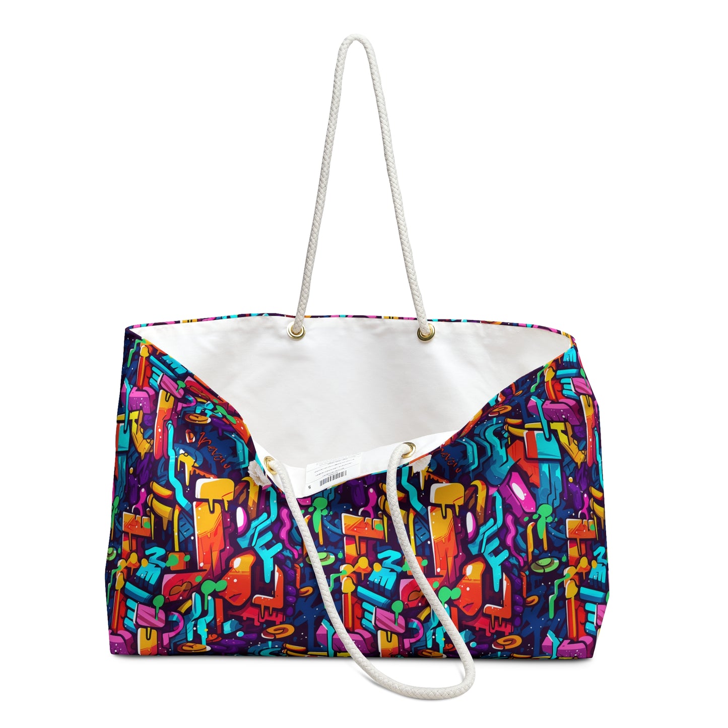 3D Abstract Colorful Street Graffiti Art Design  - Weekender Oversized Canvas Tote Bag 24" × 13"