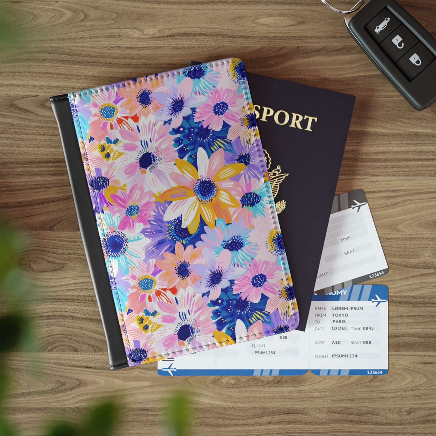 Watercolor Wonderland: Large Colorful Daisies Blooming with Radiance - Passport Cover Faux Leather RFID Blocking