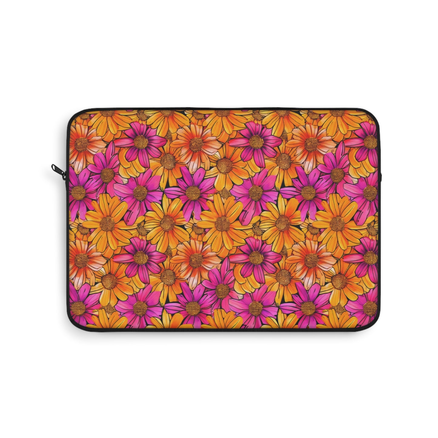 Vibrant Daisy Delight with Bold Orange and Pink Flowers Laptop or Ipad Protective Sleeve 3 Sizes Available