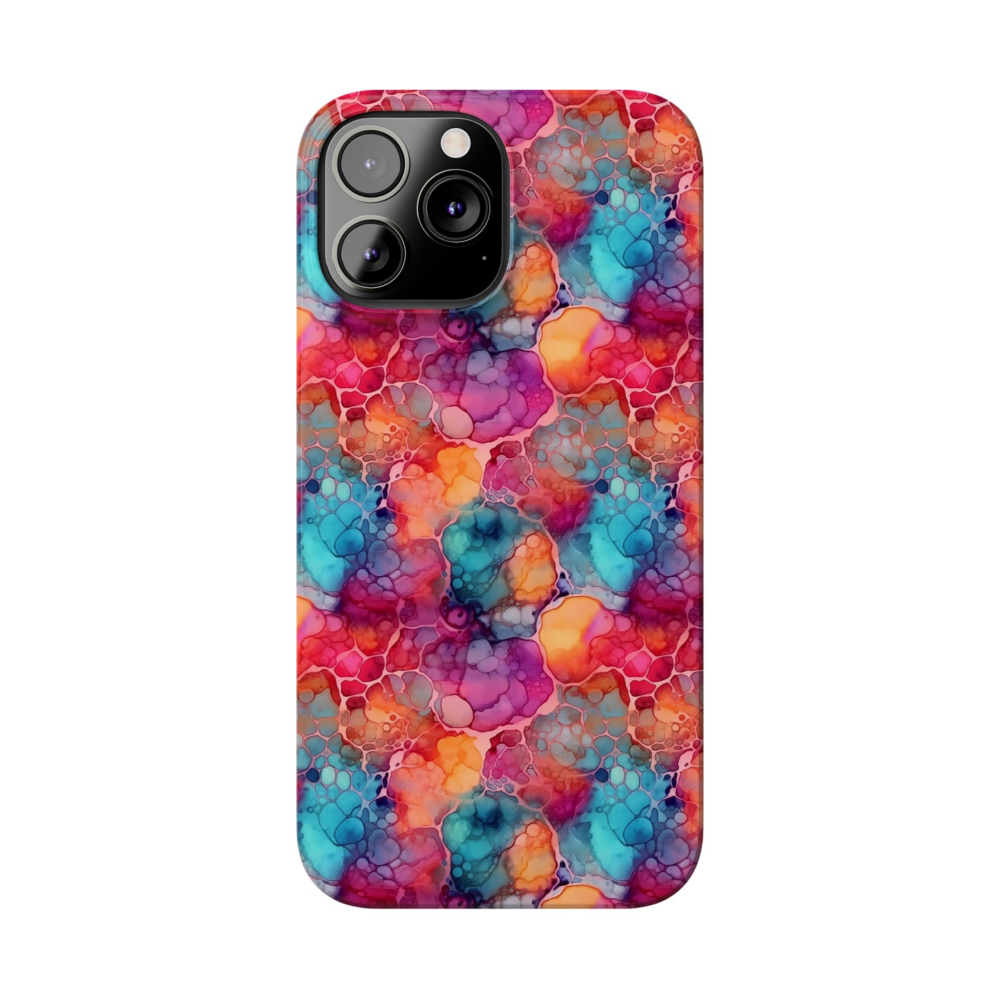 Rainbow Alcohol Ink Design Iphone 15-12 Slim Phone Case