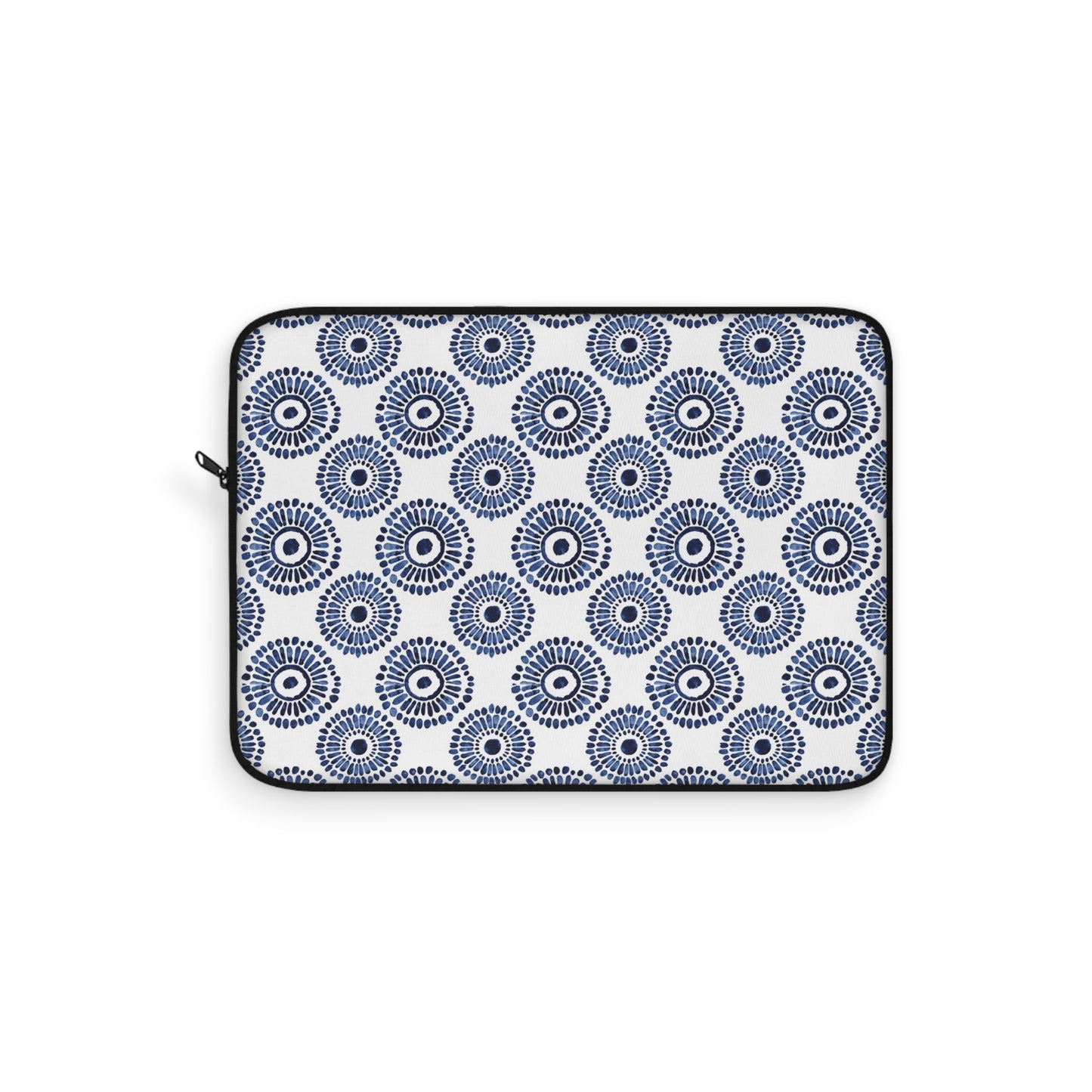 Indigo Sunburst Simple Folk-Inspired Dot Pattern Design Laptop or Ipad Protective Sleeve 3 Sizes Available