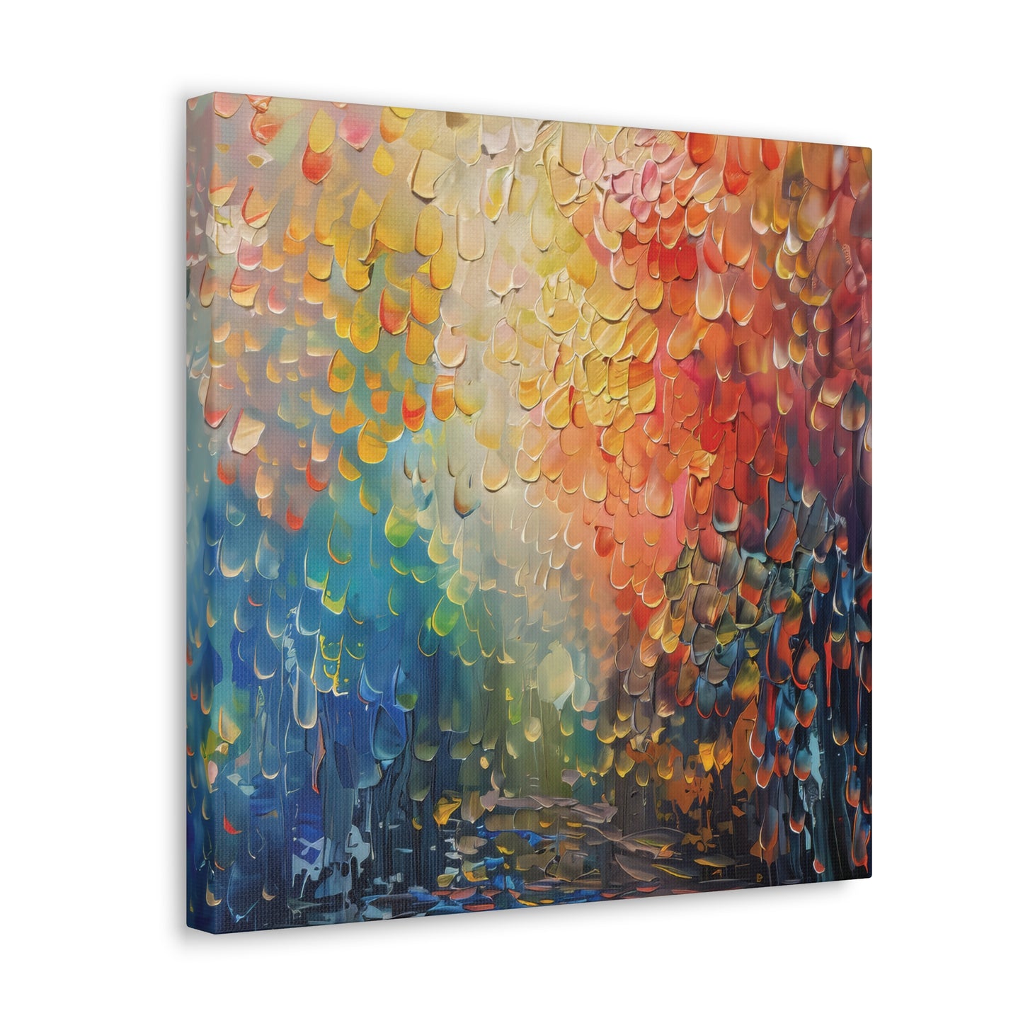 Vibrant Abstract Sun Setting Behind the Trees Print on Canvas Gallery Wraps  - 5 Sizes