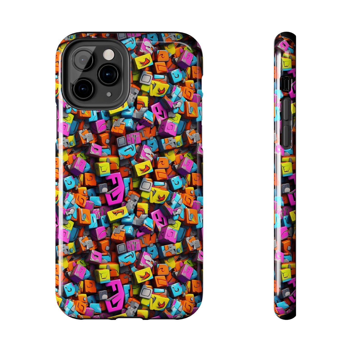 3D Abstract Colorful Block Design Iphone Tough Phone Case