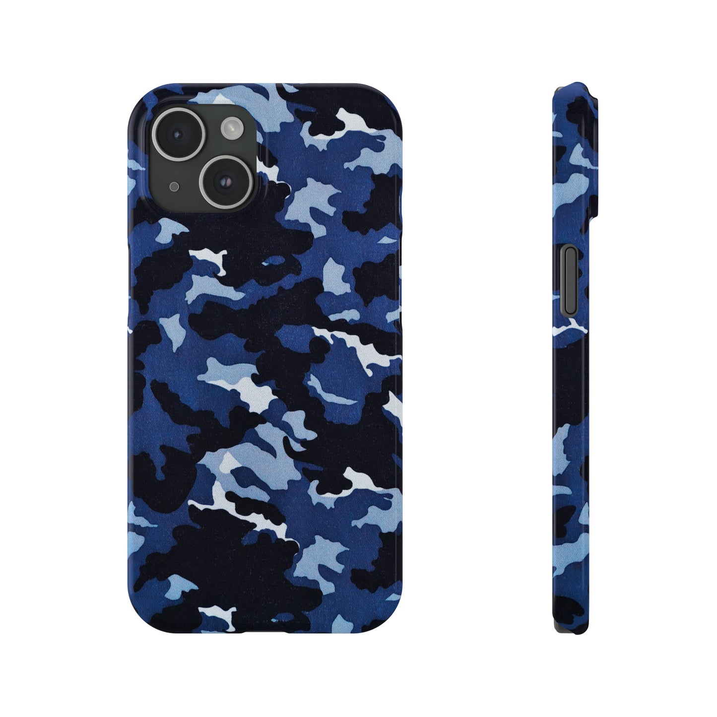 Deep Sea Concealment: Navy Blue Camouflage Iphone 15-12 Slim Phone Case