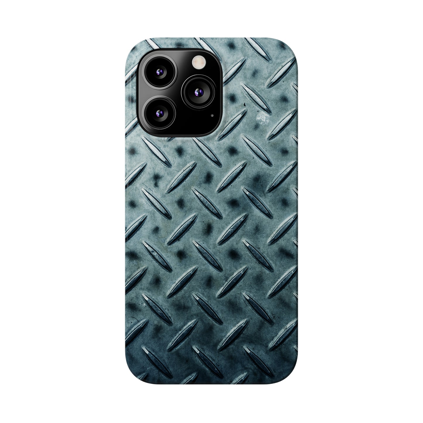 Blue Steel Diamond Plate Design Iphone 15-12 Slim Phone Case