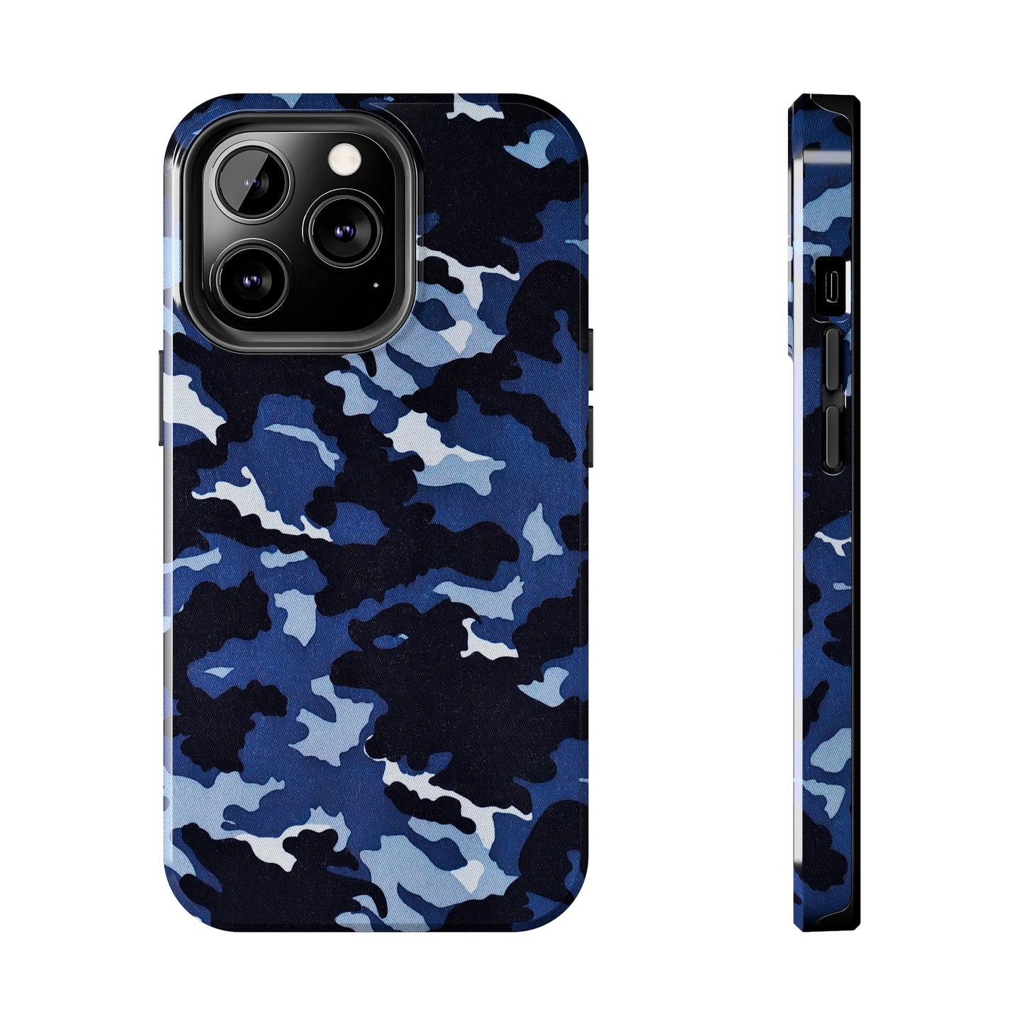 Deep Sea Concealment: Navy Blue Camouflage Iphone Tough Phone Case