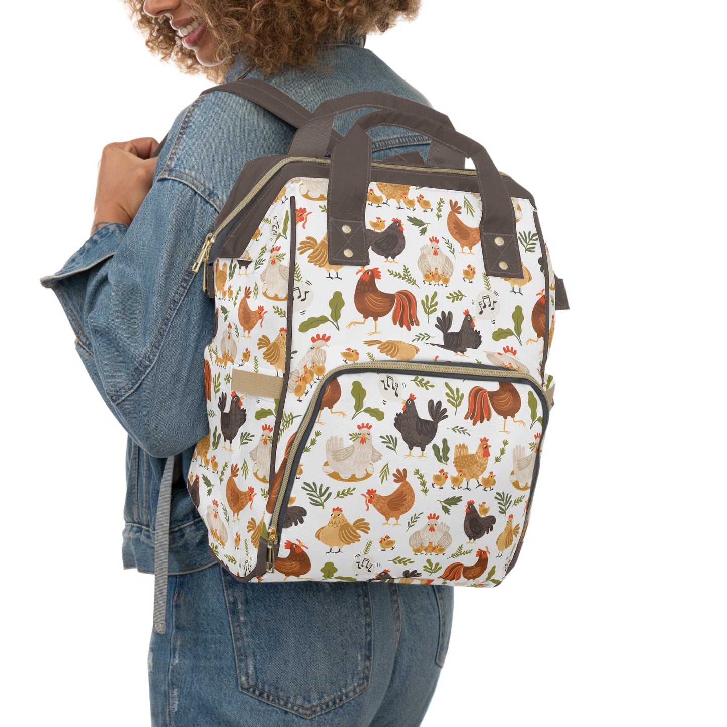 Quirky Farm Flock: Crazy Chickens on the Loose! Multifunctional Diaper Backpack