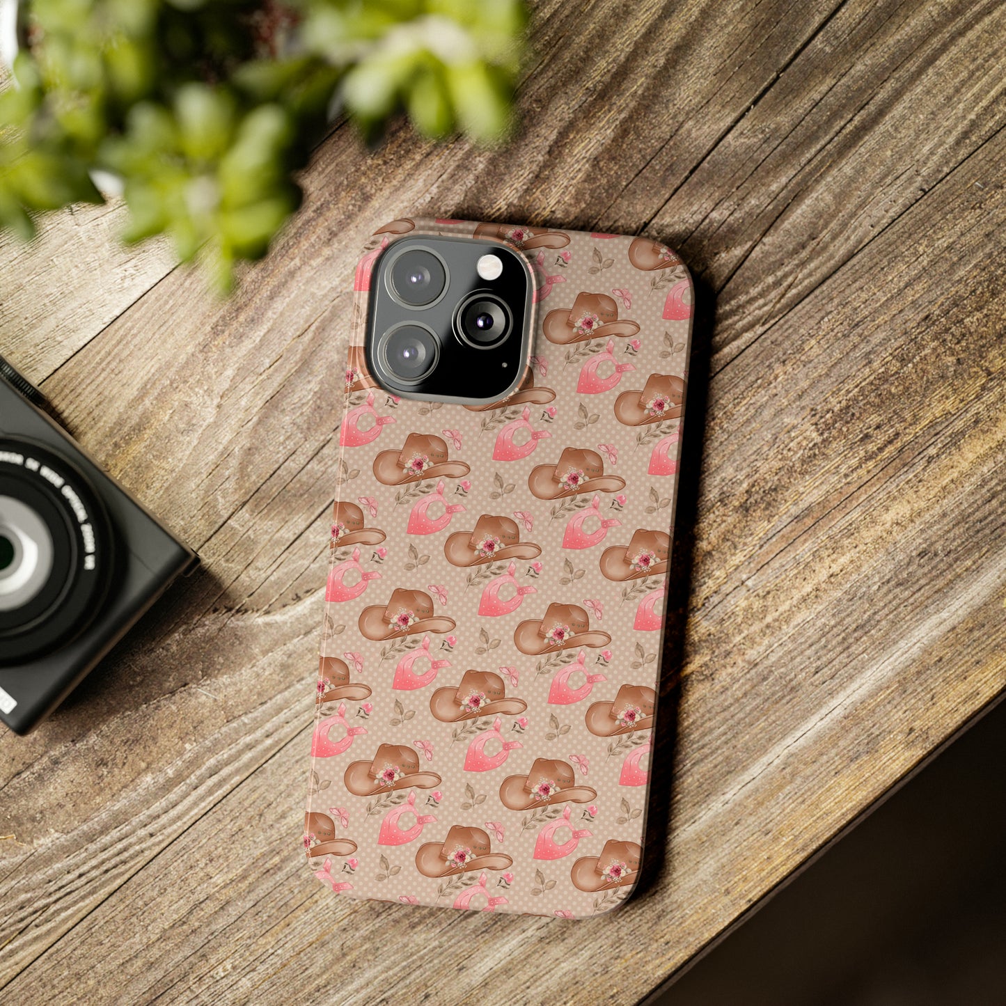 Western Cowgirl Hat with Flowers Iphone 15-12 Slim Phone Case