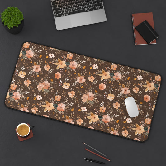 Autumn Elegance Watercolor Floral Pattern in Warm Earthly Tones Extended Gaming Mouse Pad Desk Mat - 3 Sizes