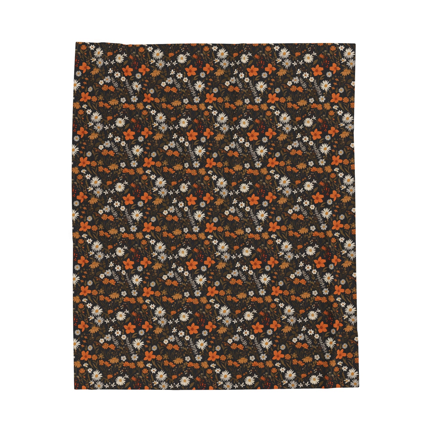 Elegant Floral Seamless Pattern in Warm Autumn Hues on Dark Background Velveteen Plush Blanket 3 Sizes