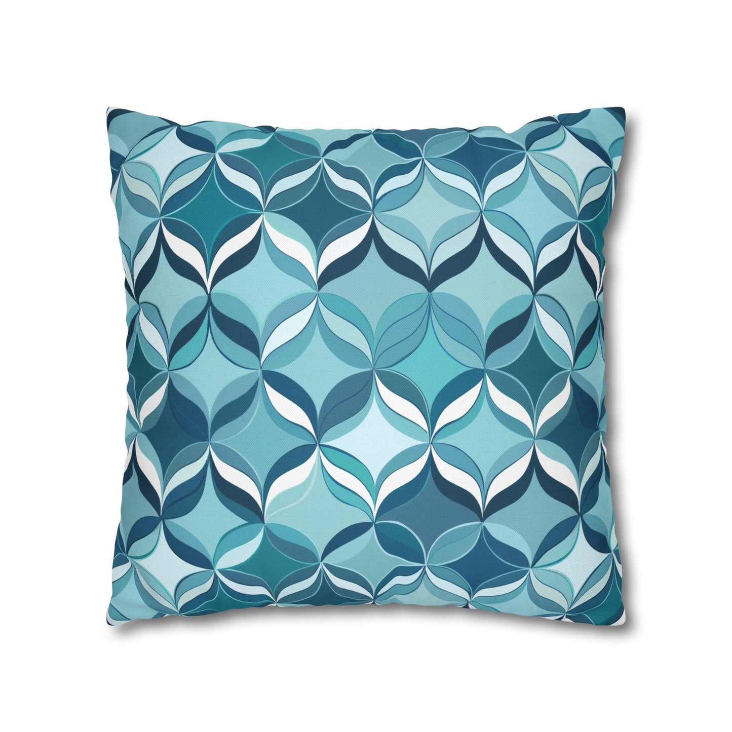 Modern Chic Aqua and Cream Geometric Pattern Spun Polyester Square Pillowcase 4 Sizes