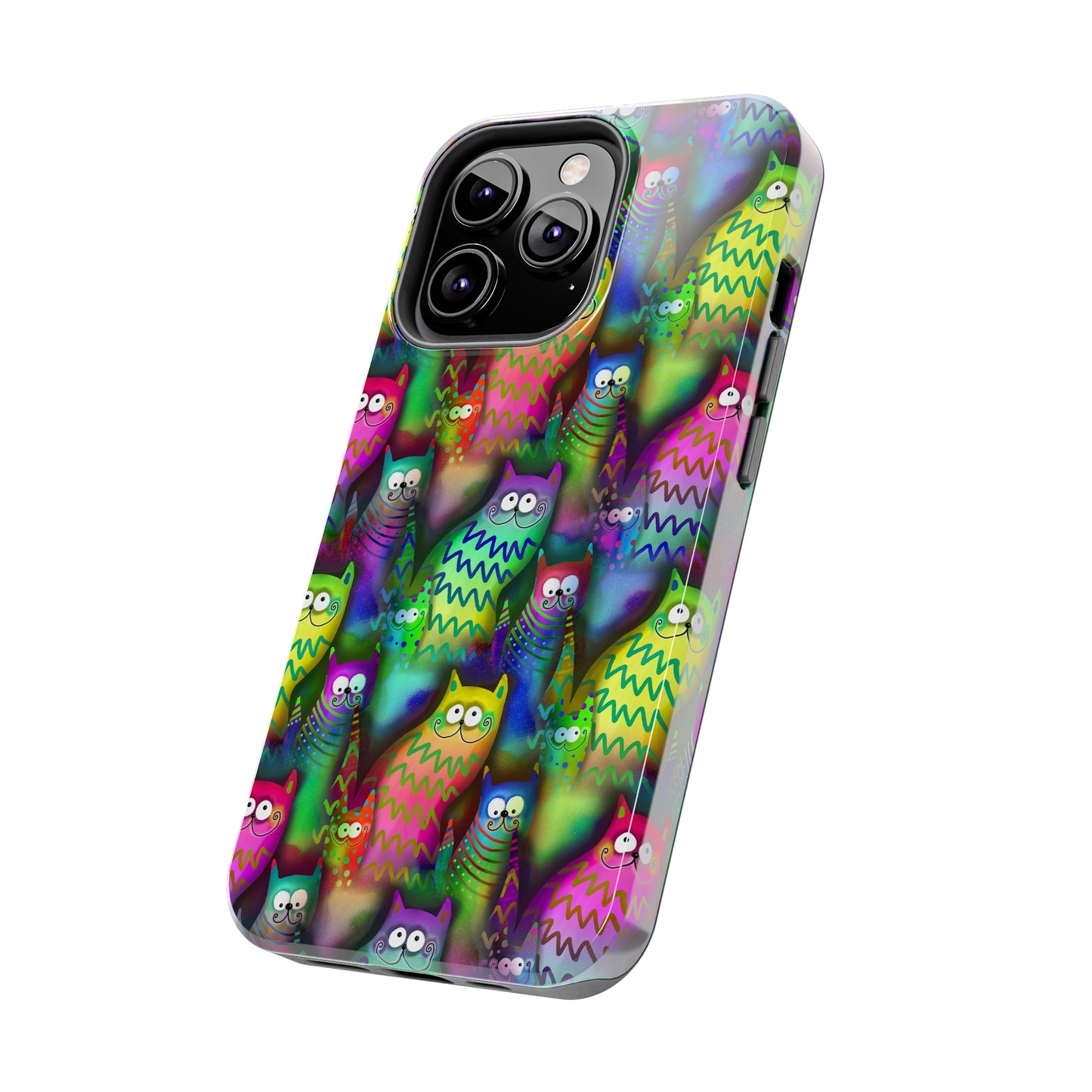 Neon Rainbow Cartoon Cats Iphone Tough Phone Case