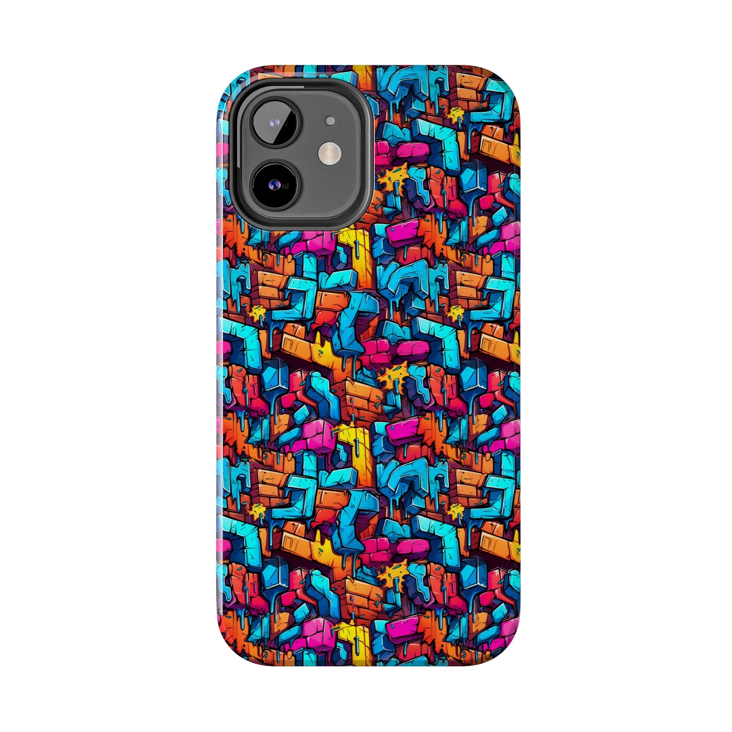 3D Rainbow Colored Graphic Blocks Design Iphone Tough Phone Case