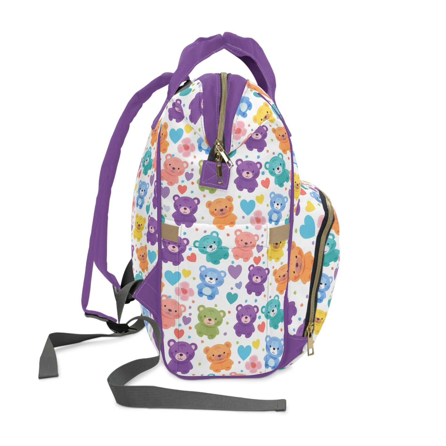 Rainbow Bears: Vibrant Cartoon Bear Extravaganza Multifunctional Diaper Backpack