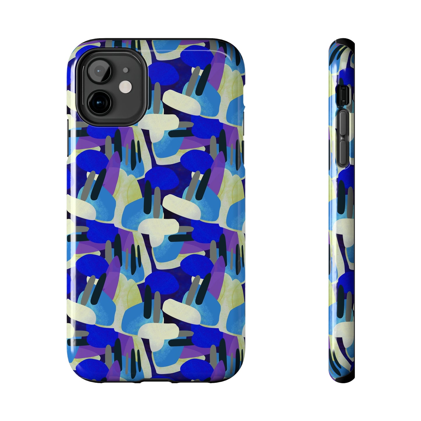 Blue, Purple and Green Abstract Design Iphone Tough Phone Case