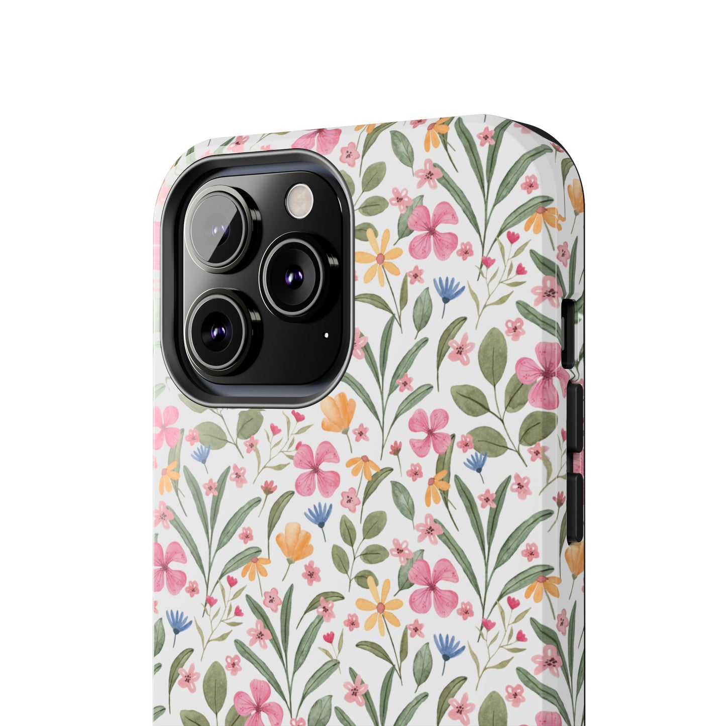 Pink Watercolor Spring Flowers Iphone Tough Phone Case