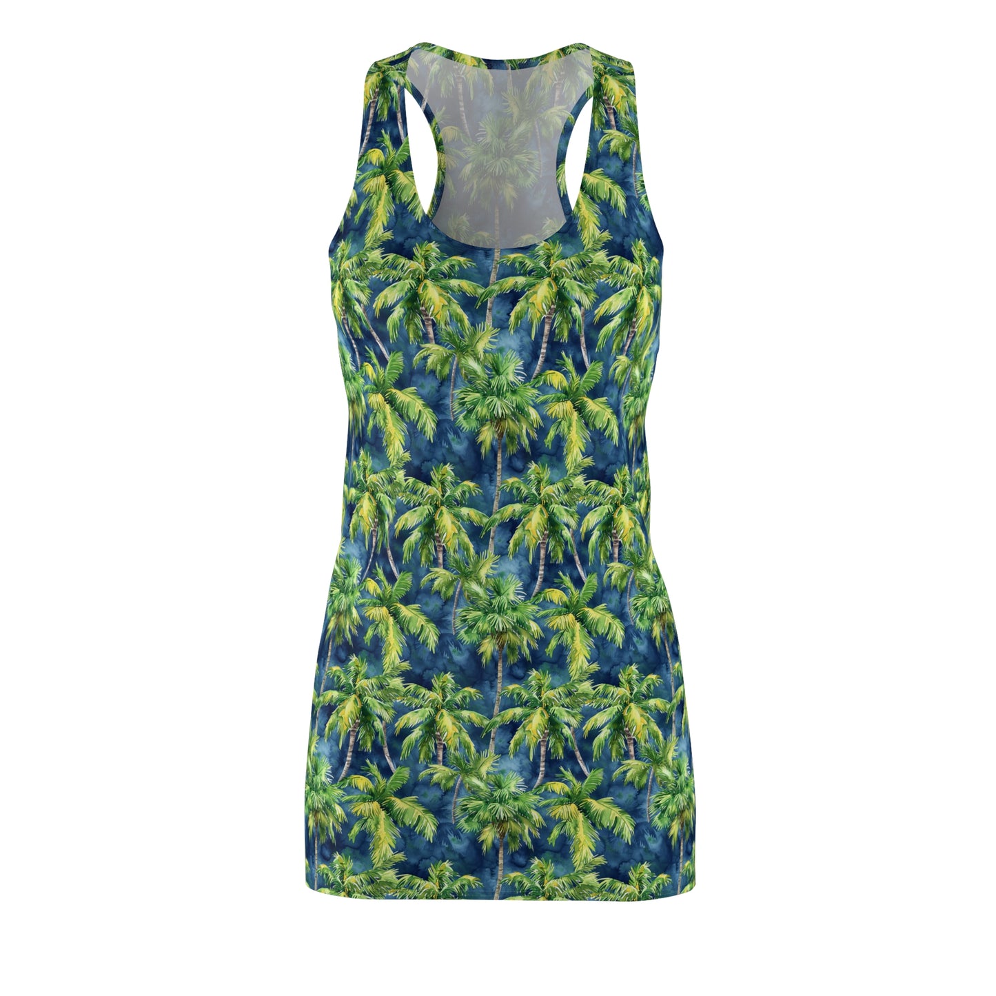 Midnight Palms: Silhouetted Palm Trees Against a Nighttime Sky Women's Racerback Dress XS - 2XL