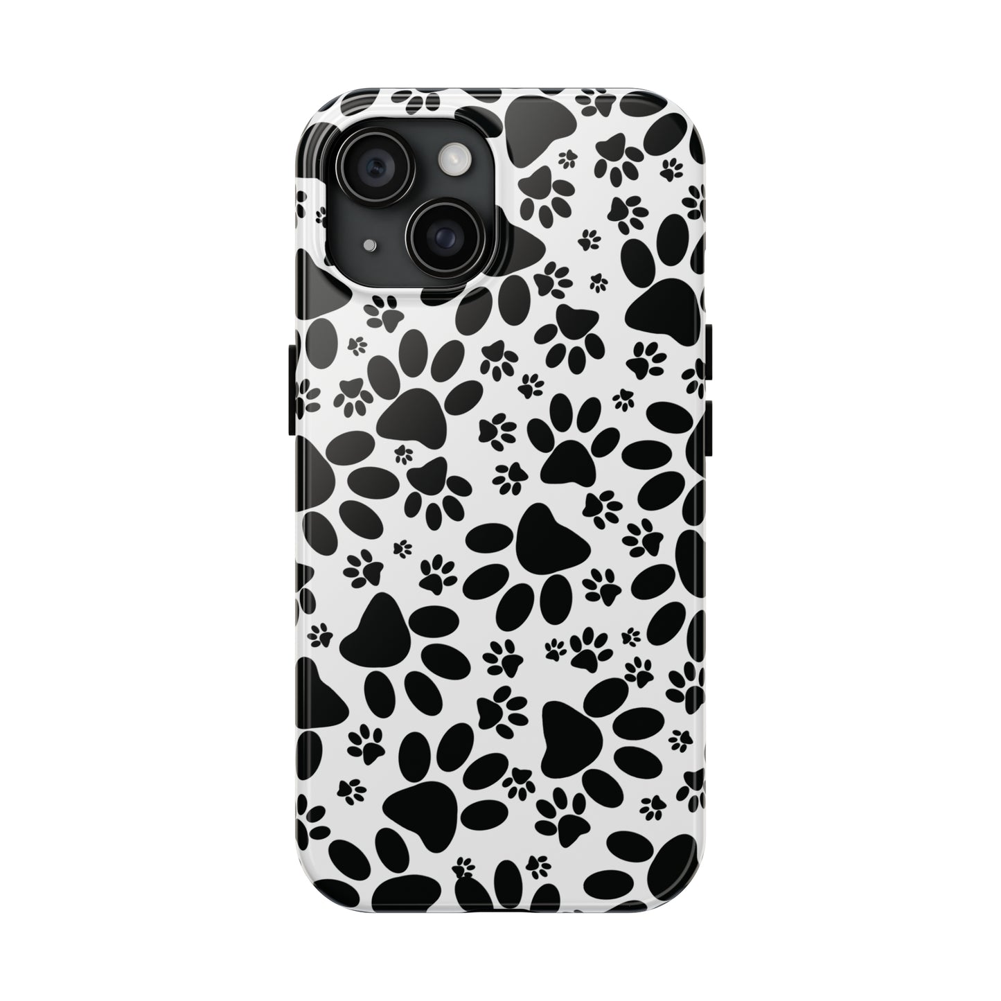 Stealthy Tracks: Black Animal Paw Prints Iphone Tough Phone Case